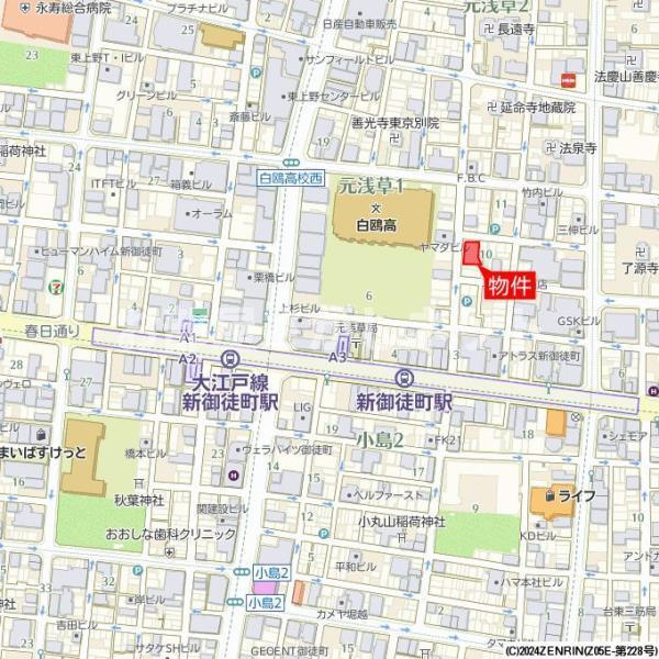 コート新御徒町【おとり物件なし】#学生・社会人にオススメ！初期費用分割払いOK！の地図