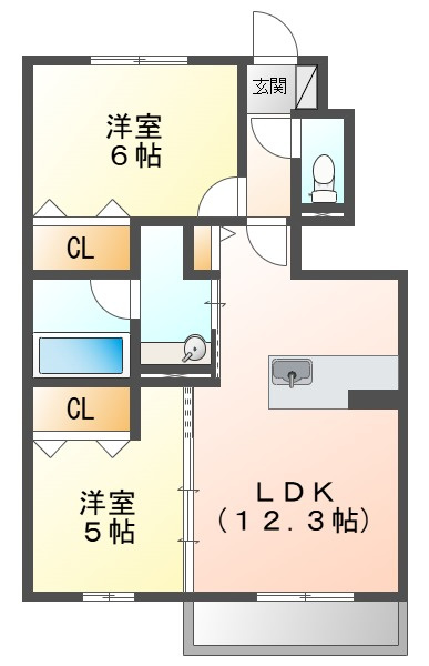 シャンポールさい　Ｅの間取り