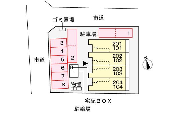 ヴィラ　ラルーチェの駐車場