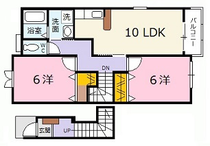 リヴィエールひのかわ　Ｄの間取り
