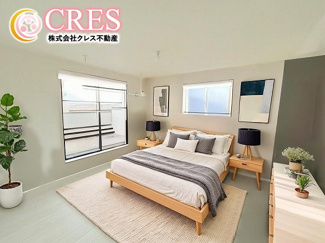【寝室】 | ☆☆☆新築分譲　郡山市東原一丁目TE　全３棟！！ | 洋室は2階３部屋！！
※実際に現地に家具はおかれておりません。また価格に家具は含まれておりません。(作成CG)
