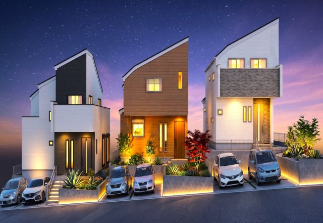 横浜市鶴見区梶山208③　1号棟の外観パース|外観パースです