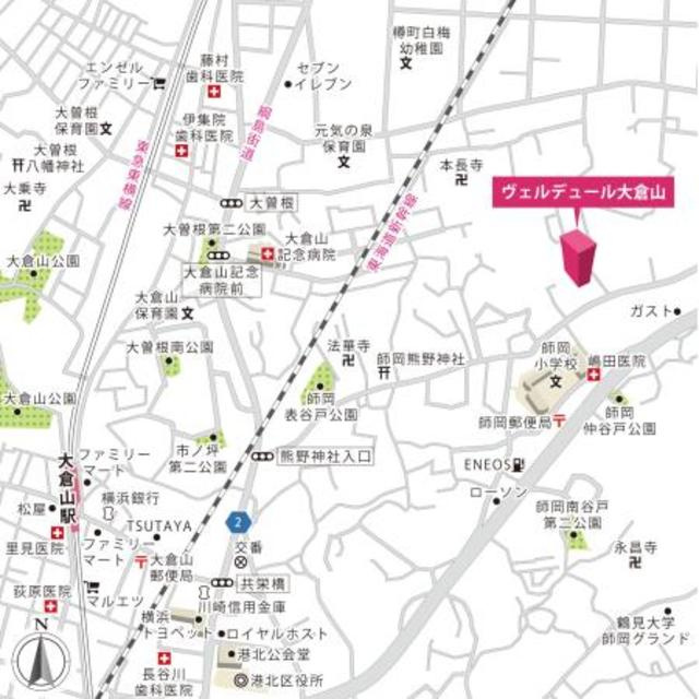 ヴェルデュール大倉山の地図