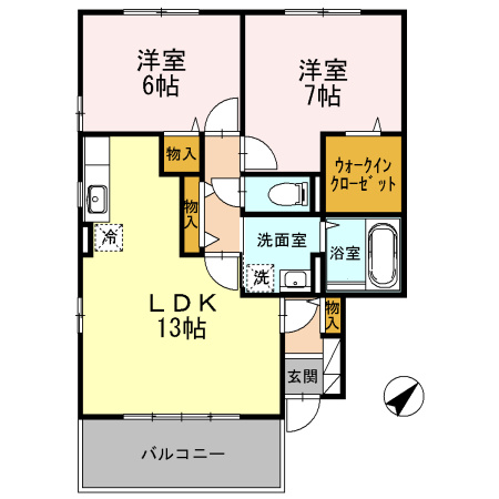 グレーヌ Ⅰ番館の間取り