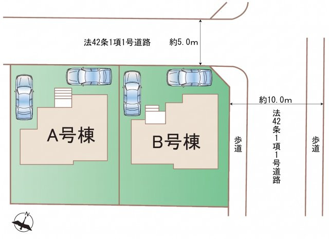 麻生区王禅寺西4丁目　B号棟の区画図
