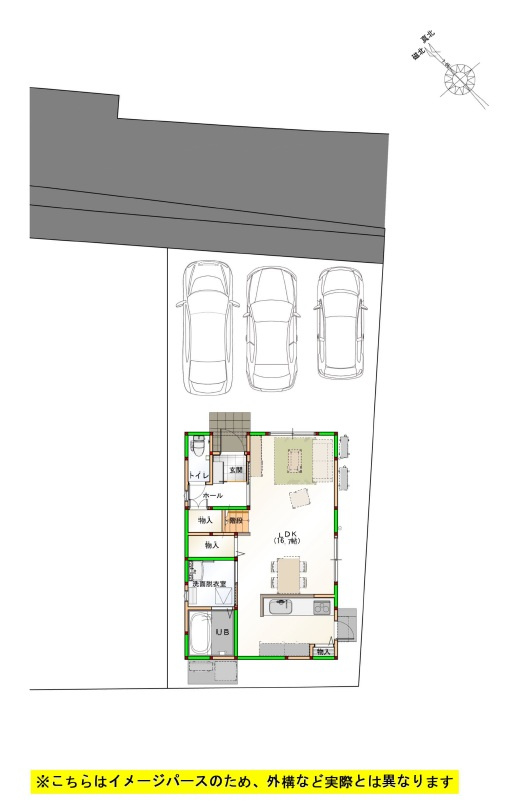 高知市朝倉本町　新築戸建　②　（全3区画）の区画図|②　土地面積　126.06㎡（約38.13坪）　建物面積　88.44㎡（約26.75坪）