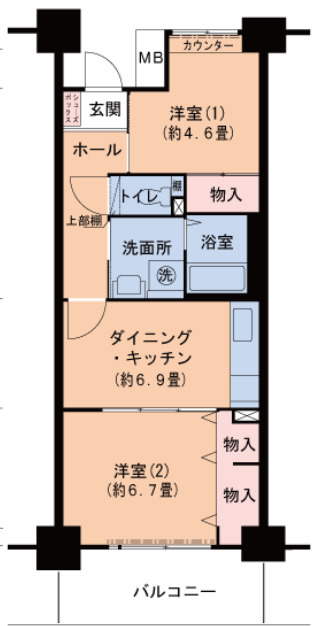 ハートフル湊川1号棟の間取り