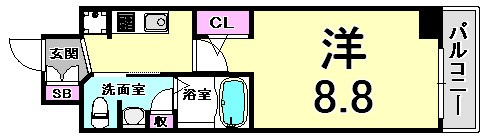 エステムコート神戸ハーバーランド前Ⅳベイライトの間取り