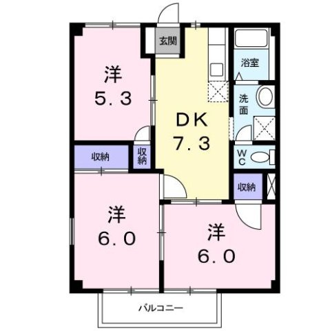 ハイツイチハラＢの間取り