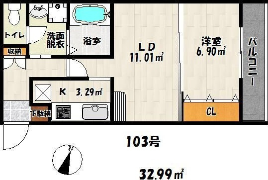 ドォウミ博多Ⅰの間取り