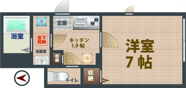 【間取り】 | アクティ東中野 | 1Kのお部屋です。