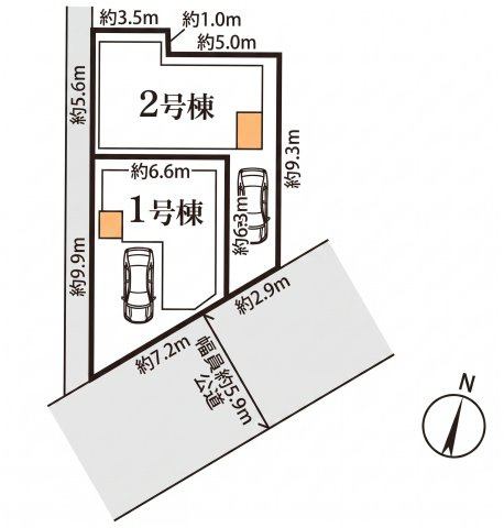 西区中央2丁目　2号棟の区画図