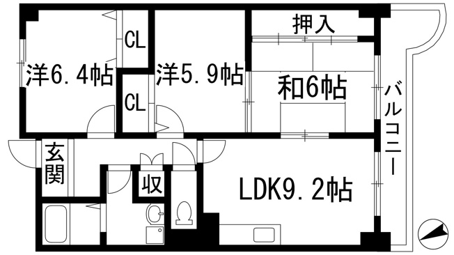 【間取り】 | グランヴェール萩原