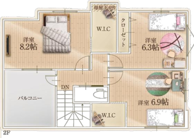 【仲介手数料無料】所沢市上安松１７期全２棟１号棟　所沢市の不動産なら西武ハウジングの間取り
