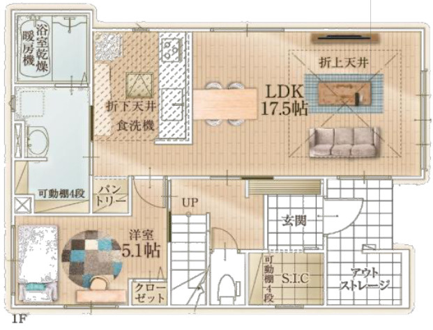 【仲介手数料無料】所沢市上安松１７期全２棟２号棟　所沢市の不動産なら西武ハウジングの間取り
