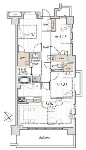 【間取り】 | ブランズ東中野プレシアス
