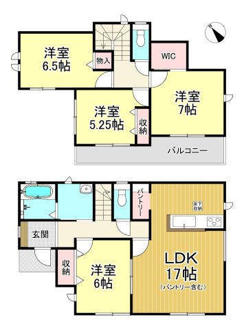 知多市新知字南新生　全6棟　D号棟の間取り|4LDK+WIC+パントリー☆