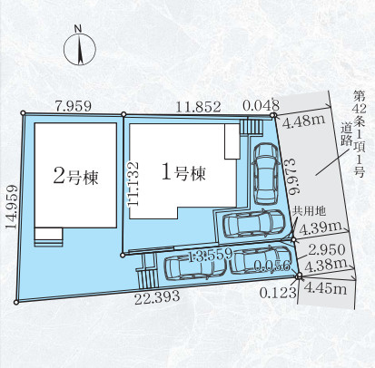 藤沢市長後４期　新築戸建全２棟　１号棟の区画図