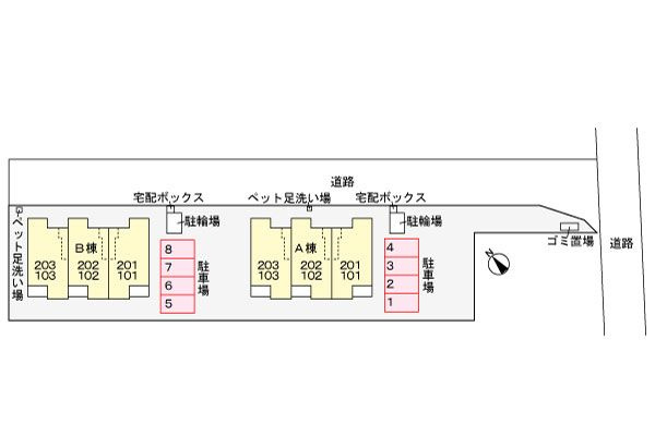フラワー野火止Ｂの駐車場