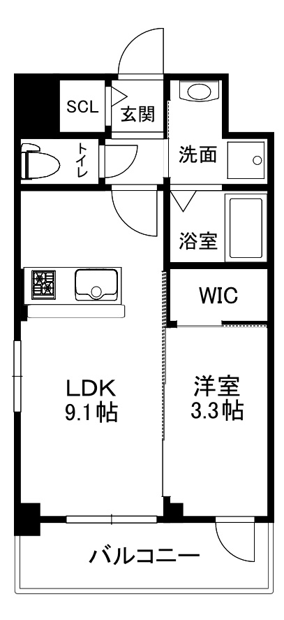 大阪市中央区瓦屋町１丁目の賃貸マンションの間取り