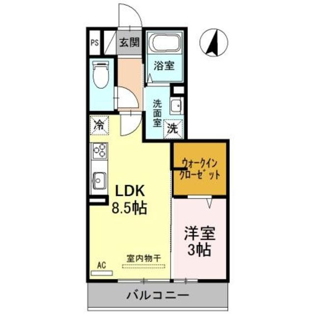 スカイシャインの間取り|人気の1ＬＤＫです。