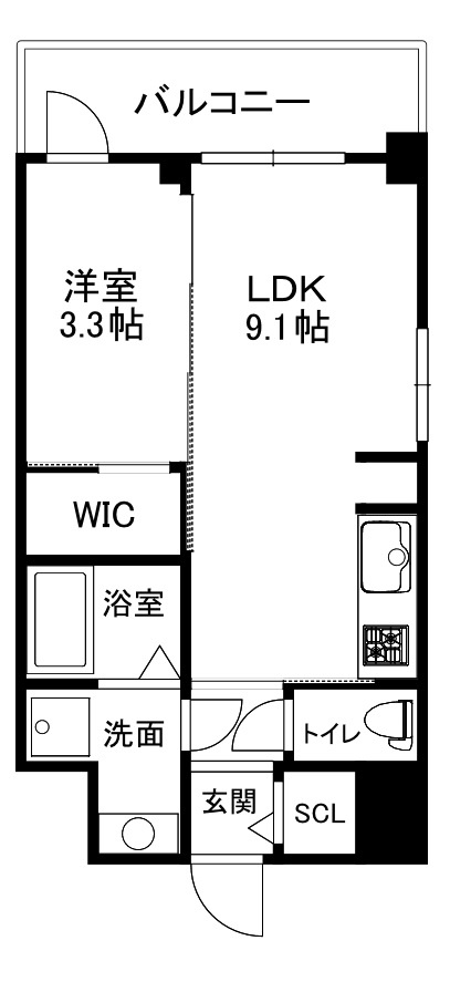 大阪市中央区瓦屋町１丁目の賃貸マンションの間取り