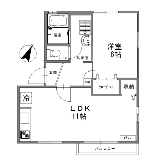 【間取り】 | スカイハイツA | 1LDKタイプはキッチンと寝室を分けたい方におすすめです☆カップルさんや新婚さんにも大人気！なんと言っても角部屋・最上階＆二面採光なのが嬉しい♪