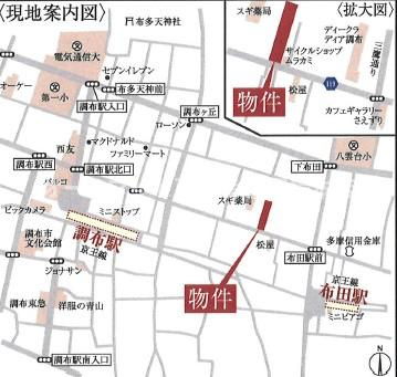調布市布田２丁目の賃貸マンションの地図