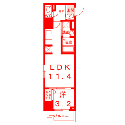 平塚市八千代町の賃貸マンションの間取り
