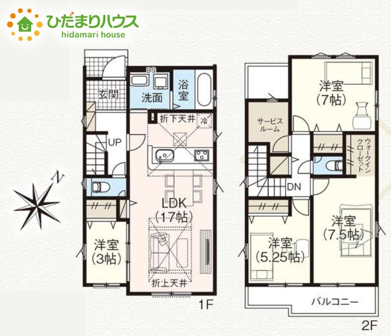 鴻巣市小松5期　新築戸建　グラファーレ02の間取り