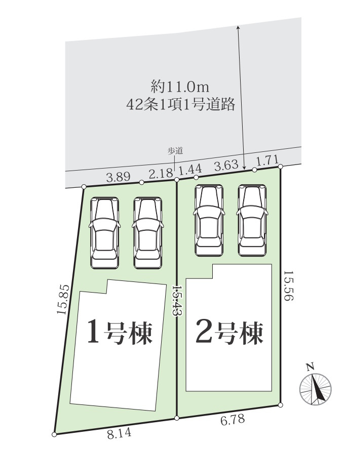 座間市立野台10期２棟の区画図