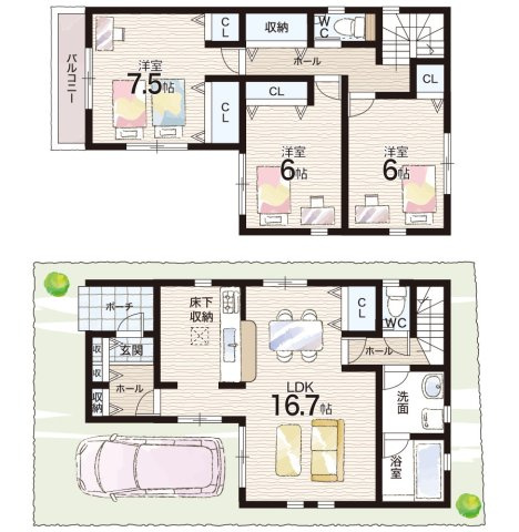 松原市一津屋　第8期　新築一戸建ての間取り