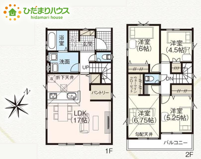 鴻巣市小松5期　新築戸建　グラファーレ01の間取り