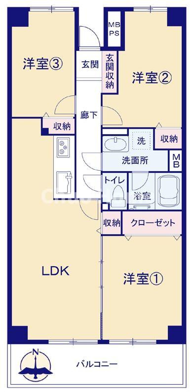 東陽町ガーデニアB棟の間取り|7階部分・南向きにつきまして日当たり・通風・眺望良好。新規リノベーション施工が完了いたしましたのでいつでも内覧が可能です。