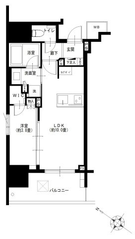 ルジェンテ駒込六義園リビオレゾンの間取り|ルジェンテ駒込六義園リビオレゾン：南西向き角部屋！バス・トイレ別１ＬＤＫリフォーム物件はフラット３５利用可能です！