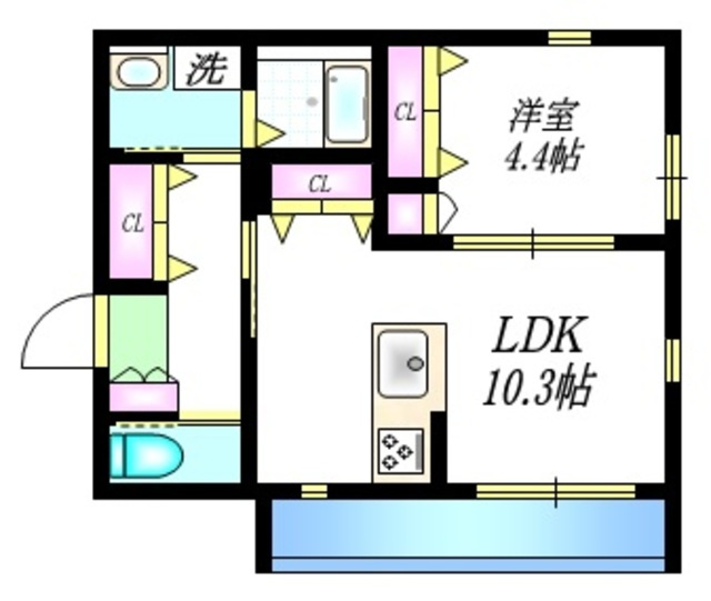 ブリスタの間取り|南向きの角部屋です