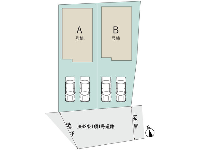 南風原町字兼城新築戸建て B号棟（全2棟）の区画図