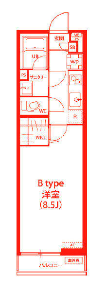 茅ヶ崎市小和田３丁目の賃貸マンションの間取り|洗面台とトイレが別の空間になります♪