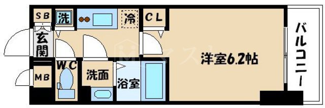 プレサンスタワー北浜の間取り