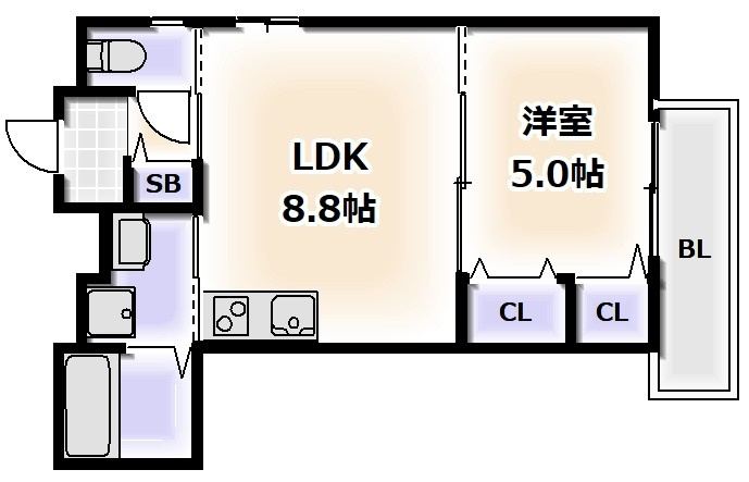 クリエオーレ上住吉の間取り