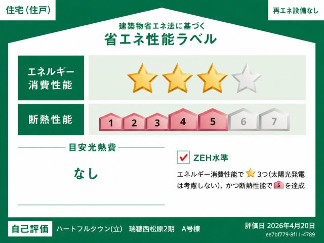 瑞穂町箱根ヶ崎西松原　新築戸建全3棟の省エネ性能ラベル|ZEH水準住宅！高い断熱性能で、一年を通して快適な暮らしをサポートします。