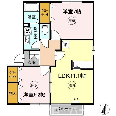リースランド中府 Ａの間取り
