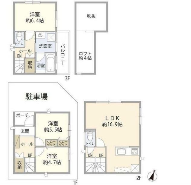 新宿区北新宿1丁目住宅の間取り