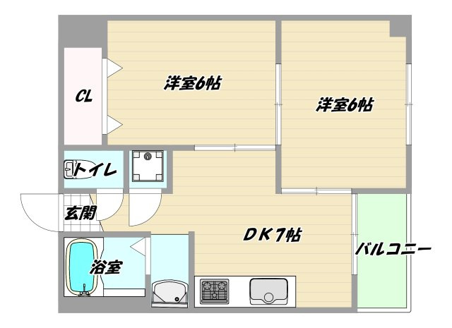 大阪市淀川区宮原１丁目の賃貸マンションの間取り