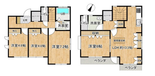 上尾市平塚1丁目　中古戸建の間取り|上尾市平塚1丁目　中古戸建・4LDK・土地面積100.86m2・建物面積99.94m2