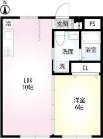 秀マンションの間取り|南向きの1LDK