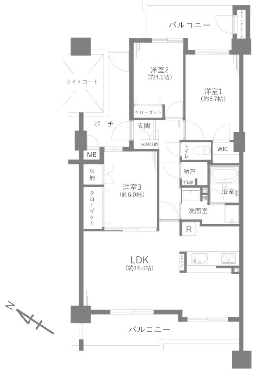 アーベイン和光南キッズパークの間取り|広々とした3LDK