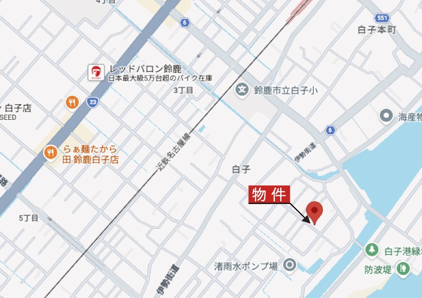 鈴鹿市白子1丁目《1号棟》の地図|広域Map