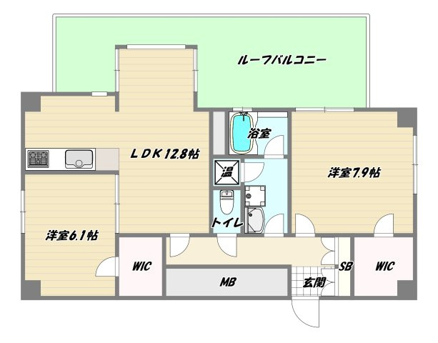 大阪市東淀川区東中島３丁目の賃貸マンションの間取り