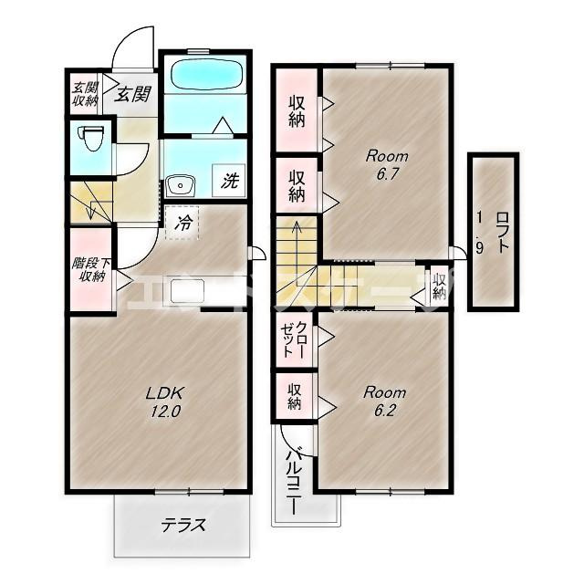 セレーノ本宿Ｄの間取り|高崎、前橋のお部屋探しはエンドスケープまで！お客様の理想お聞かせ下さい♪
